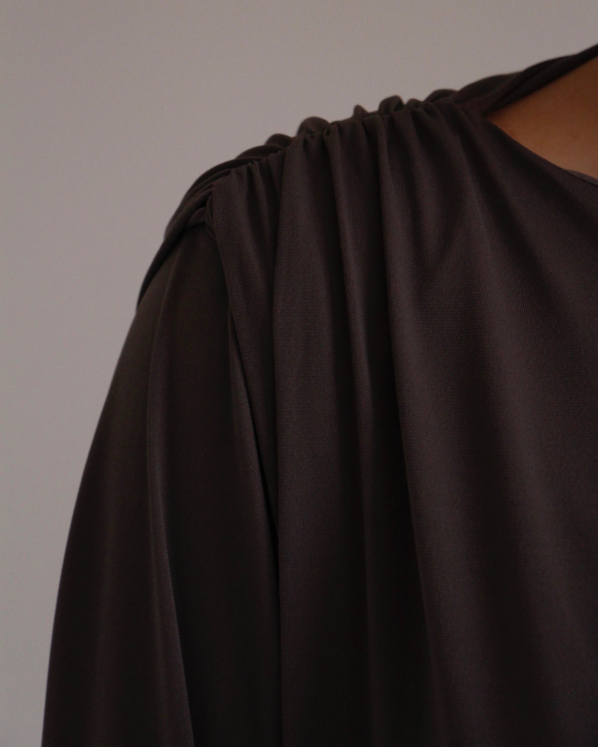 Pleated Jersey Dress | Deep Taupe - Byqaaf