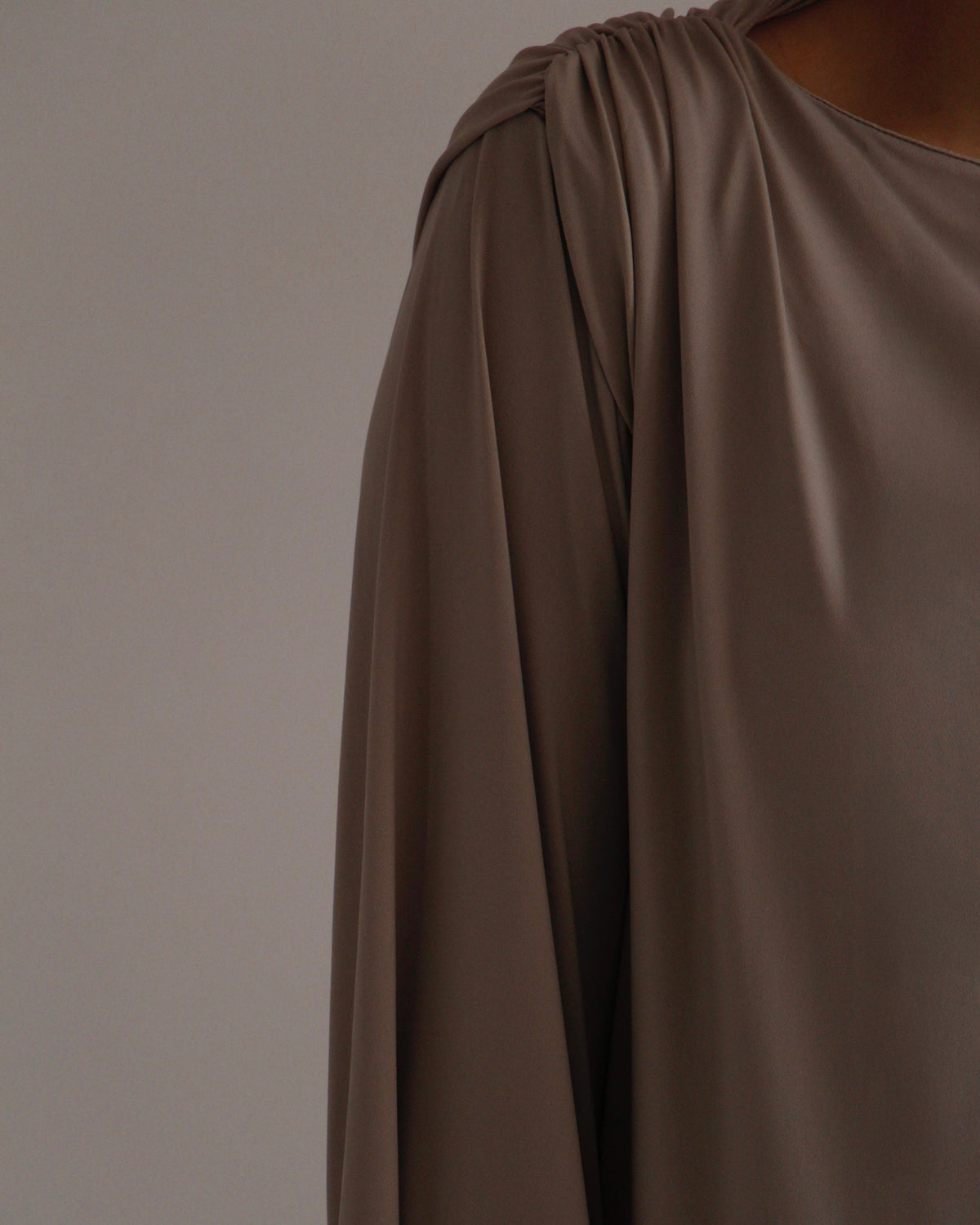 Pleated Jersey Dress | Stone - Byqaaf