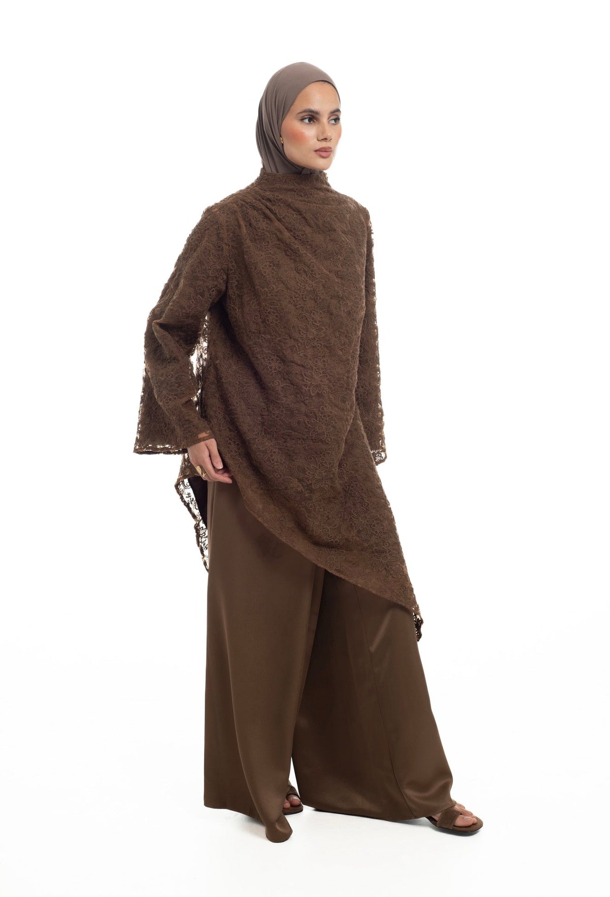 Pleated Wide Leg Trousers | Toasted Almond - Byqaaf