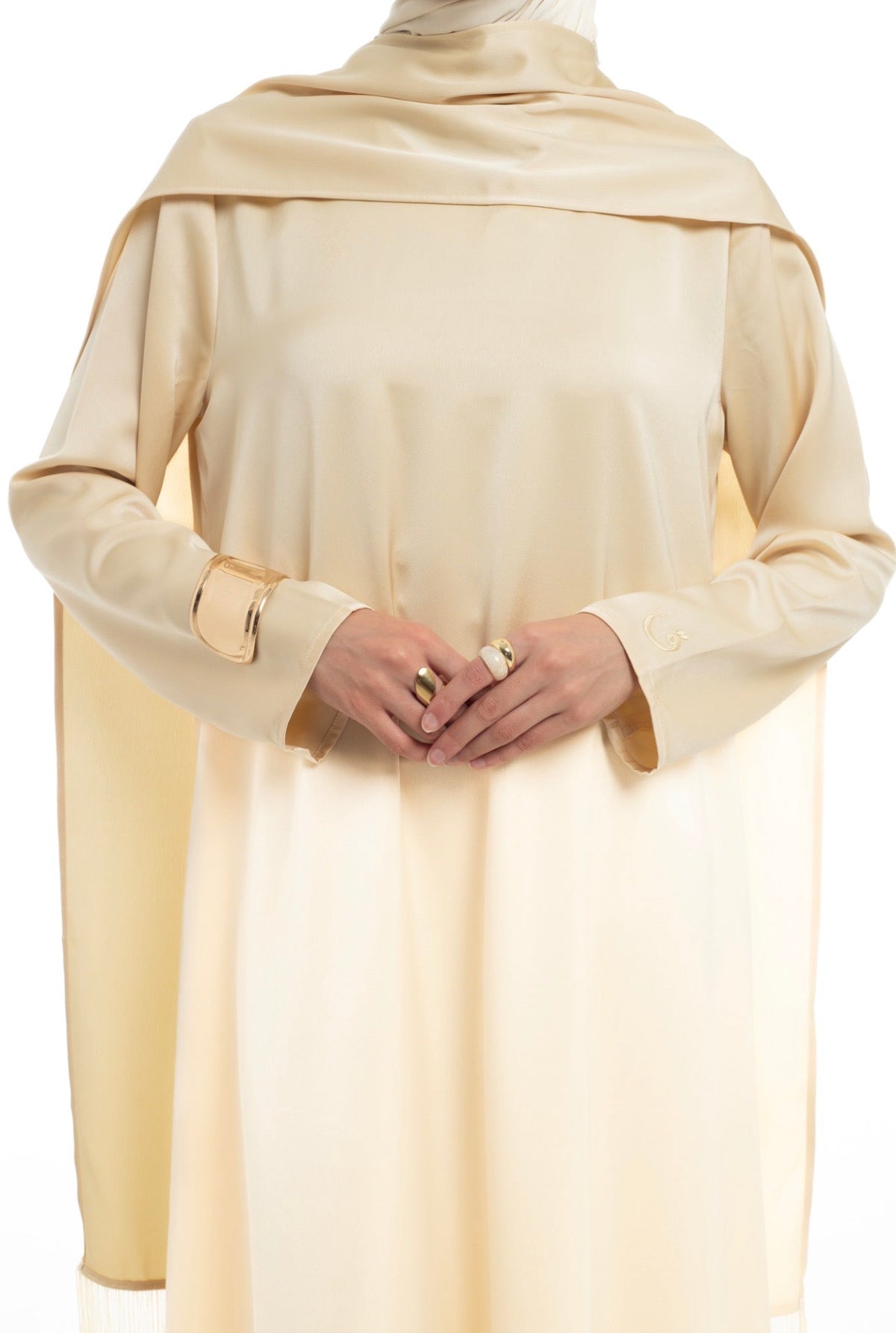 Satin Scarf Frill Dress | Butter Yellow - Byqaaf