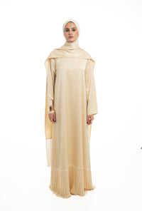 Satin Scarf Frill Dress | Butter Yellow
