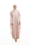 Satin Scarf Frill Dress | Soft Blush