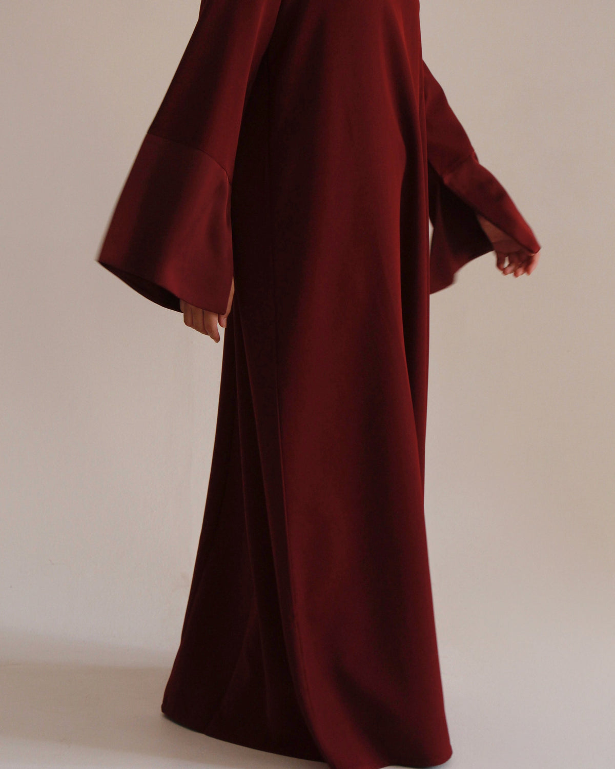 Satin Sleeve Dress | Burgundy - Byqaaf