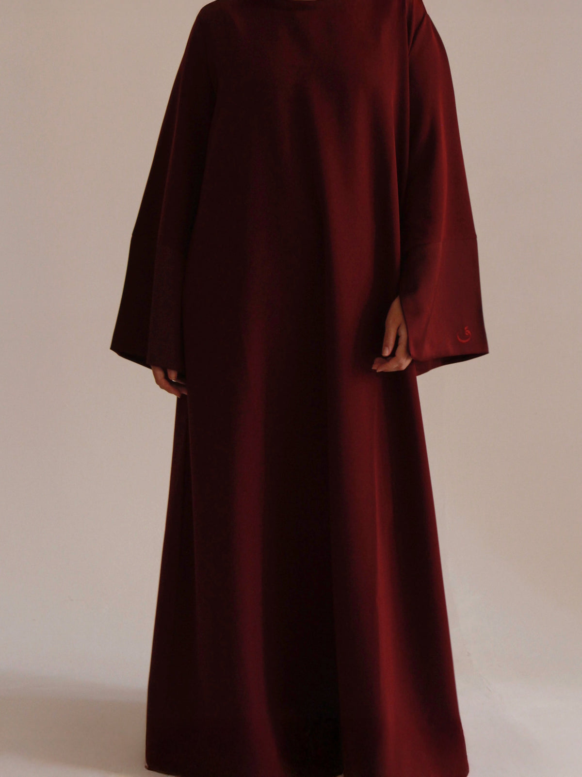 Satin Sleeve Dress | Burgundy - Byqaaf