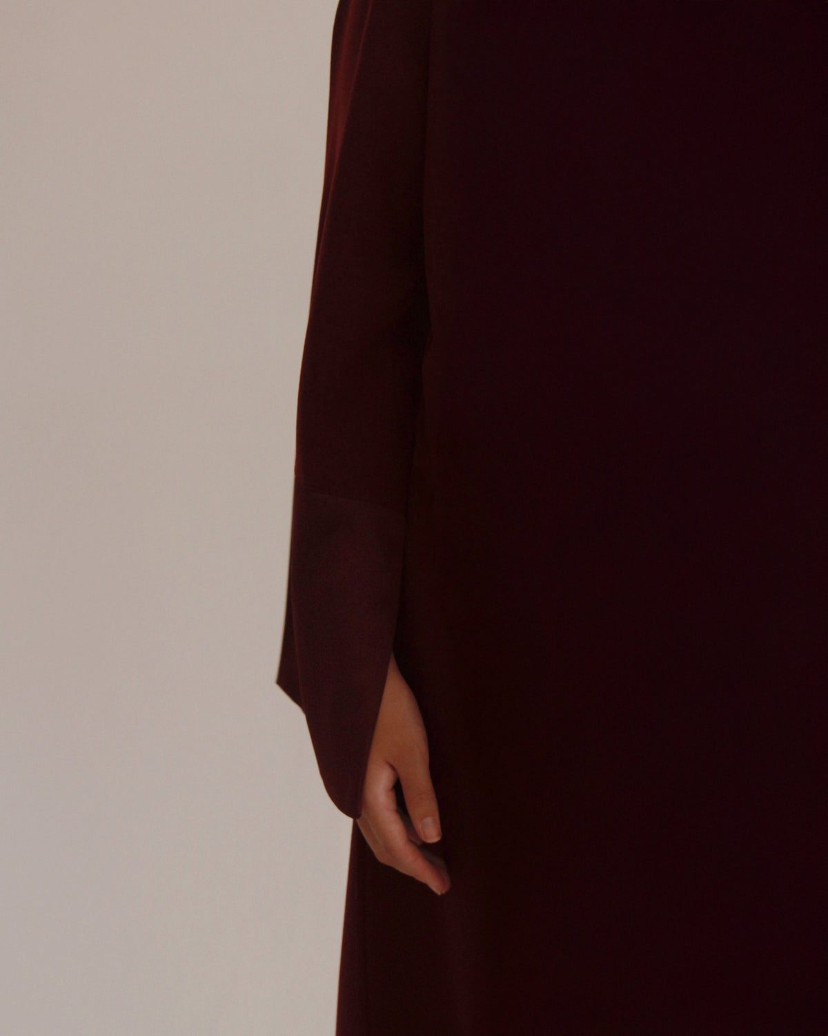 Satin Sleeve Dress | Burgundy - Byqaaf