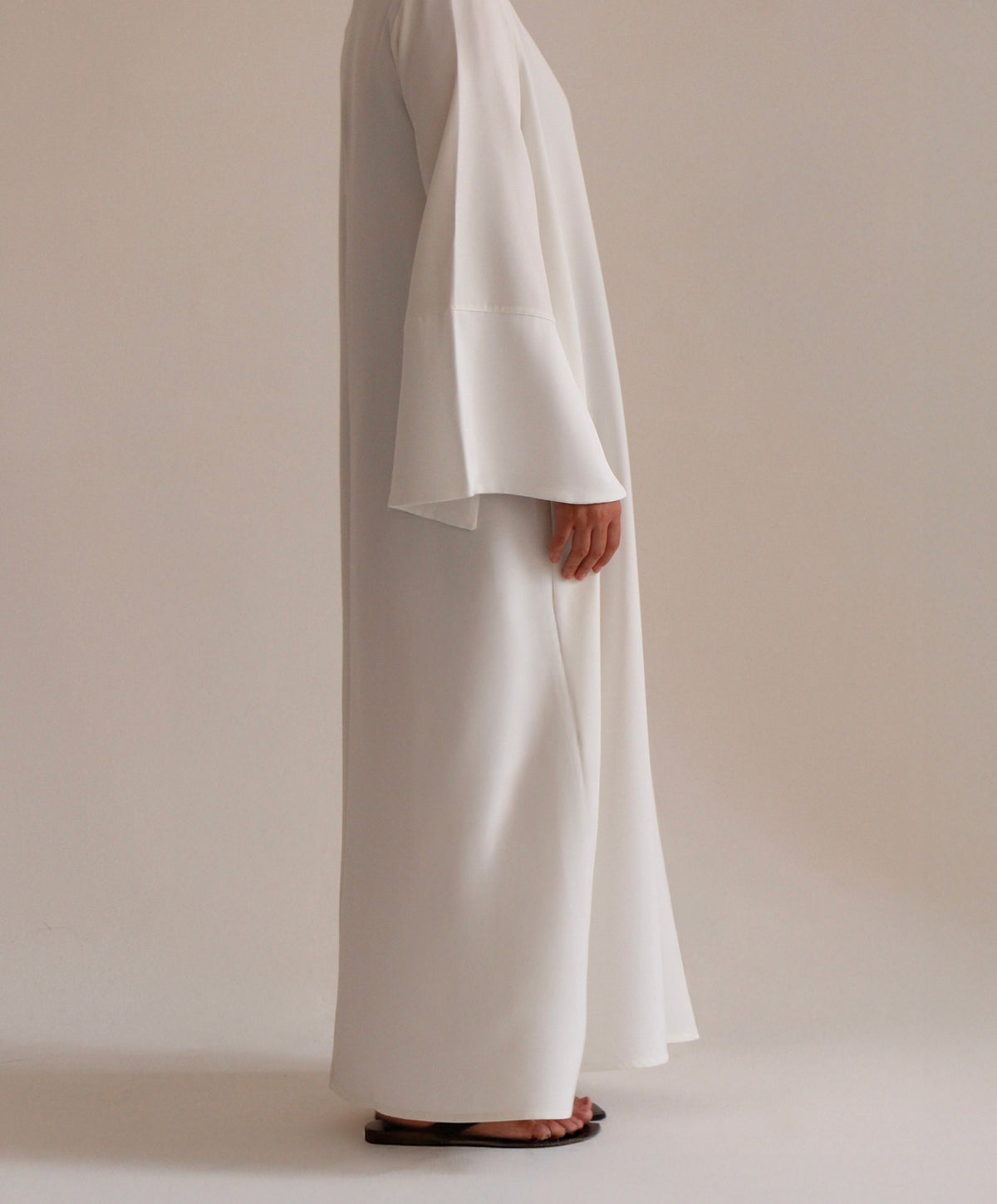 Satin Sleeve Dress | White - Byqaaf
