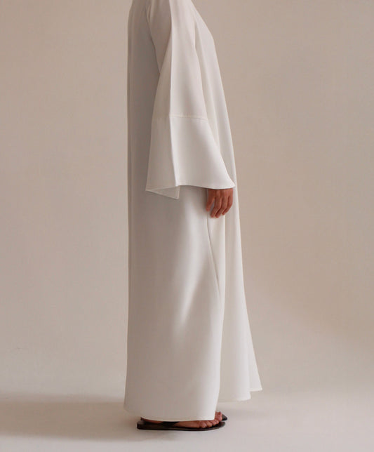 Satin Sleeve Dress | White - Byqaaf