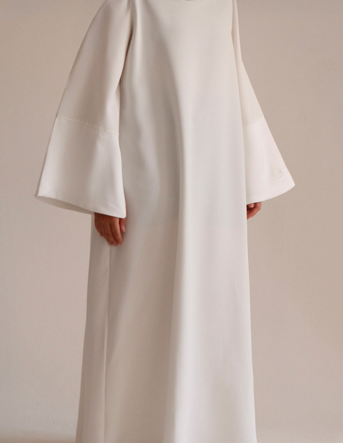 Satin Sleeve Dress | White - Byqaaf