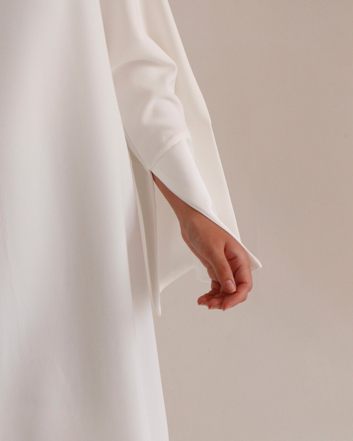 Satin Sleeve Dress | White - Byqaaf