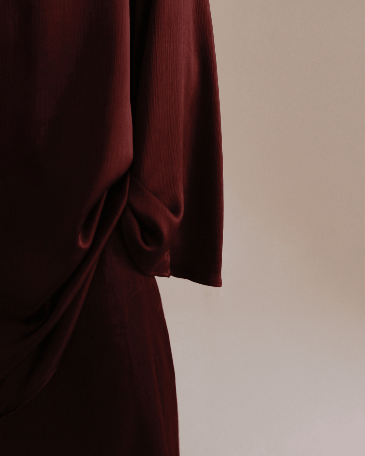 Satin Top and Skirt Set | Burgundy - Byqaaf